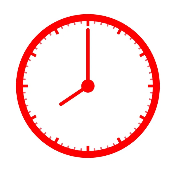 Beyaz Zemin Üzerine Kırmızı Saat Simgesi Saat Işareti Düz Stil — Stok Vektör