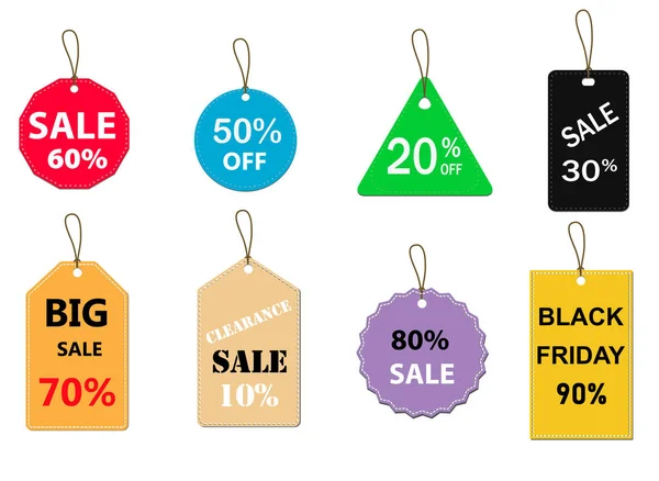 Set Sale Tag White Background Special Offer Discount Tag Sign — Stock Vector