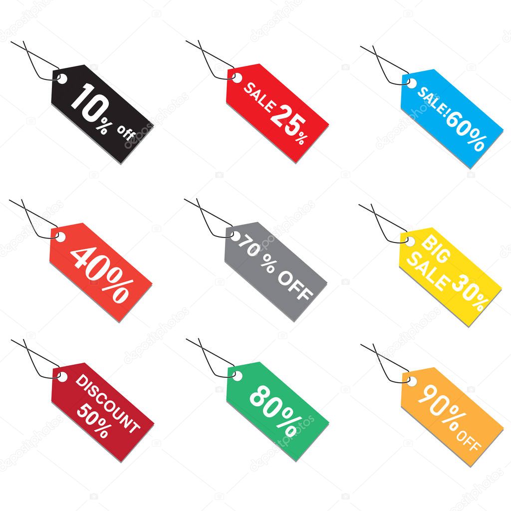 discount prices tags on white background. sales bags  sign. flat style. prices tag icon for your web site design, logo, app, UI. sale price tag symbol.