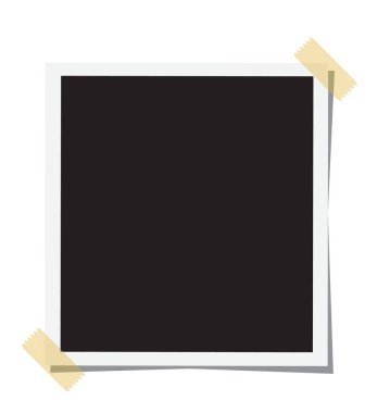 Vintage Fotoğraf çerçeve arka plan için koli bandı üzerine yapışabilir. Retro fotogerçekçi fotoğraf çerçevelemek. Kağıt çerçeve beyaz arka plan üzerinde izole. düz stil. 