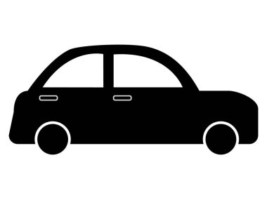 Beyaz arka plan üzerinde araba simgesi. düz stil. web sitesi tasarımı, logo, app, Kullanıcı arabirimi için basit araç simgesi. Araba tek renkli işareti. araba logosu.