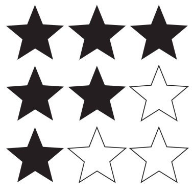 Beyaz arka plan üzerinde yıldız derecesi simgesi. düz stil. yıldız simgesi web sitesi tasarımı, logo, app, Kullanıcı arabirimi için. düzey simgesi. Logo öğe işareti