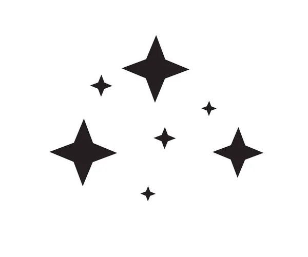 Zwarte Glinsterende Sterren Licht Witte Achtergrond Vlakke Stijl Sprankelende Sterpictogram — Stockvector