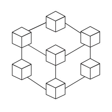 Blockchain teknoloji simgesi beyaz arka plan üzerinde. düz stil. Blockchain teknoloji simgesi web sitesi tasarımı, logo, app, Kullanıcı arabirimi için. şifreleme blok sembolü. Blockchain işareti. Blockchain algoritma kavramı.