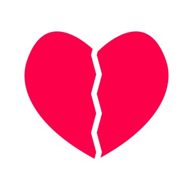 beyaz zemin üzerine kırılmış simge. düz stil. kırık kalp simgesi, web sitesi tasarımı, logo, app, Kullanıcı arabirimi için. kırık kalp simgesi. sevgi işareti. 