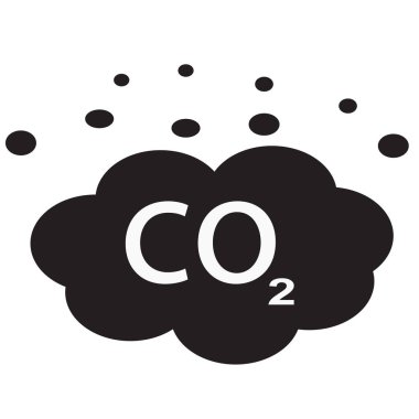Beyaz arka plan üstünde CO2 kutsal kişilerin resmi. düz stil. web sitesi tasarımı, logo, app, Kullanıcı arabirimi için karbon dioksit simgesi. CO2 emisyonları sembolü. karbon emisyon azaltma işareti. 