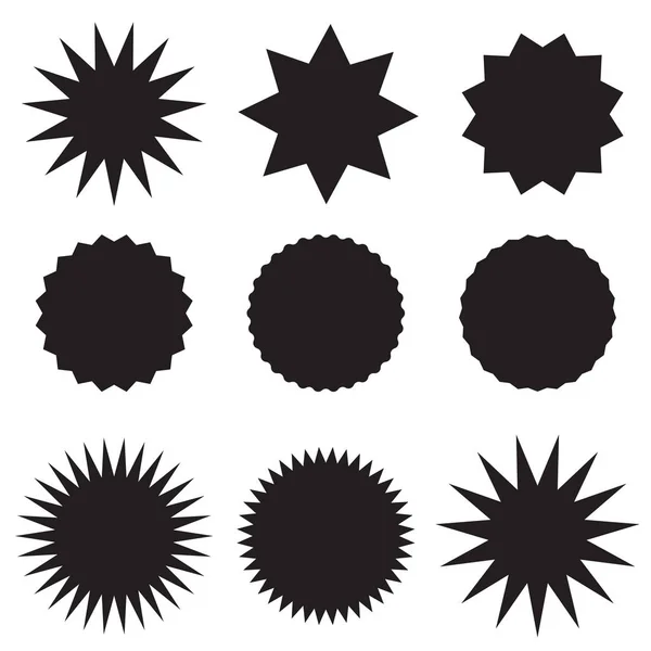 Définir Des Étiquettes Prix Noires Sur Fond Blanc Autocollant Starburst — Image vectorielle