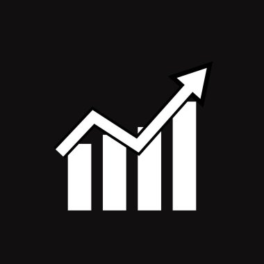 siyah arka plan üzerinde grafik simgesi. düz stil. çizgi grafik simgesini web sitesi tasarımı, logo, app, Kullanıcı arabirimi için. grafik sembolü Yükselme eğilimi. grafik işareti büyüyen.