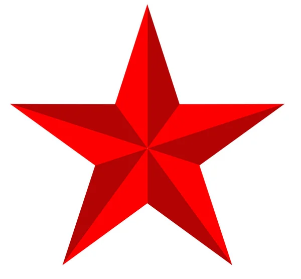 Глянцевая Звезда Белом Фоне Плоский Стиль Значок Звезды Красного Цвета — стоковый вектор