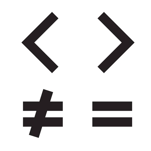 Símbolos Matemáticos Básicos Igual Mayor Que Icono Sobre Fondo Blanco — Archivo Imágenes Vectoriales