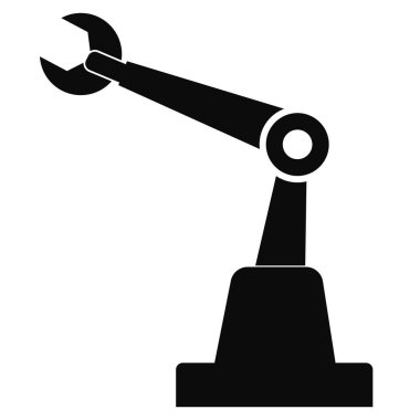 Robot simgesi beyaz arka plan üzerinde. düz stil. web sitesi tasarımı, logo, app, Kullanıcı arabirimi için robot simgesi. endüstriyel robot sembolü. mekanik el işareti ile endüstriyel robot.