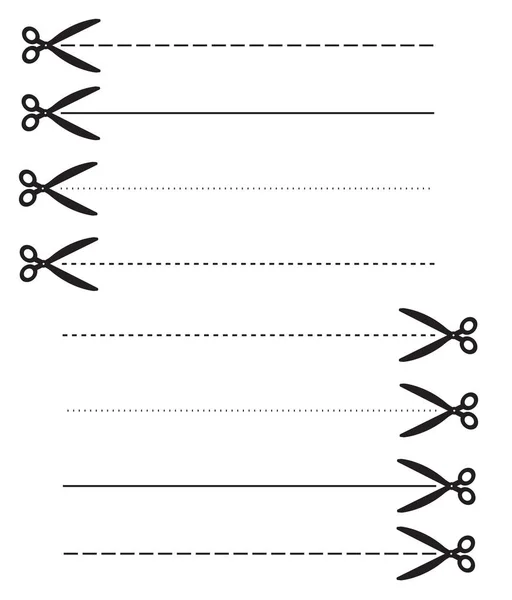 Ciseaux Avec Ligne Pointillée Sur Fond Blanc Style Plat Ciseaux — Image vectorielle