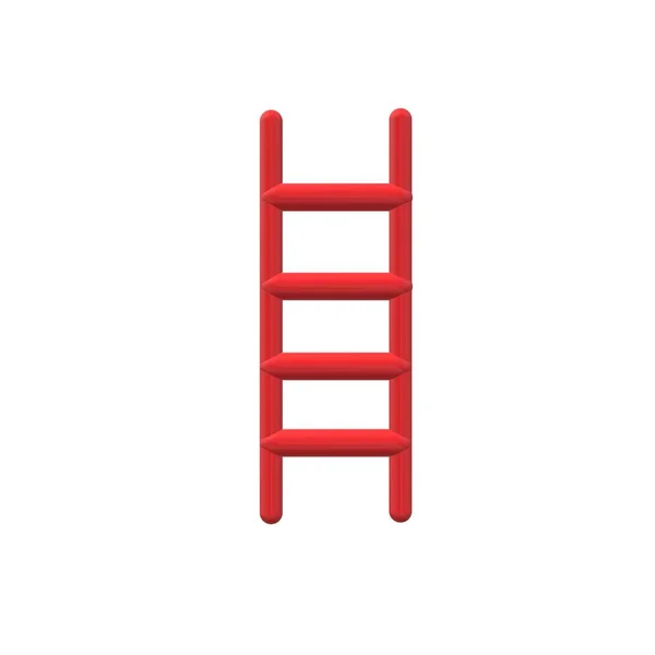 3D rotes Leitersymbol auf weißem Hintergrund. flachen Stil. 3d rote Leiter — Stockfoto