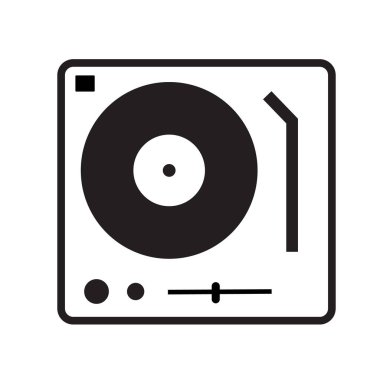 Beyaz arka planda disk jokey pikap simgesi. düz stil. Disk