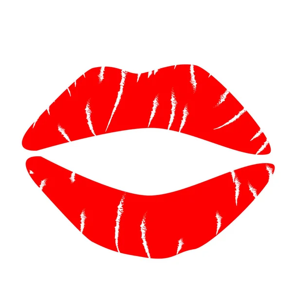 Druck des roten Lippensymbols auf weißem Hintergrund. flachen Stil. Lippenstift-Kuss-Symbol für Ihre Website-Design, Logo, App, ui. Lippen-Symbol. Kuss-Zeichen. — Stockvektor