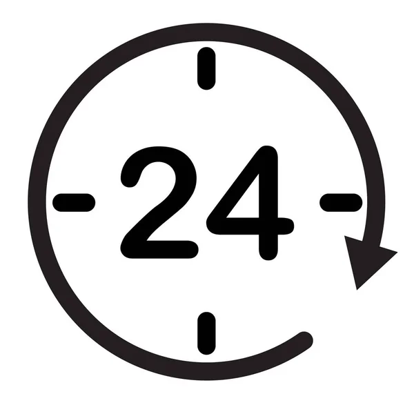 Asistencia las 24 horas. símbolo del reloj. abrir 24 horas icono para el diseño de su sitio web, logotipo, aplicación, interfaz de usuario . — Vector de stock