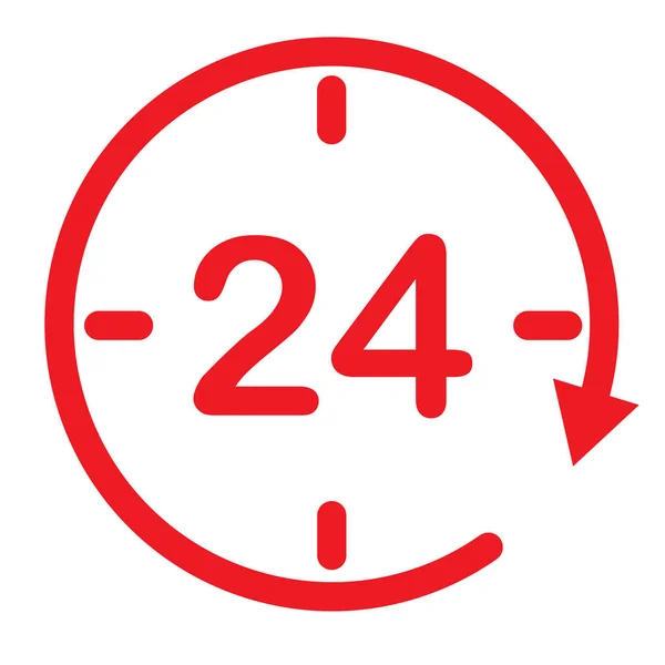 Asistencia las 24 horas. símbolo del reloj. abrir 24 horas icono para el diseño de su sitio web, logotipo, aplicación, interfaz de usuario . — Vector de stock