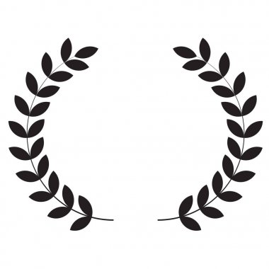 Beyaz arka planda Defne çelenk simgesi. düz tarzı. Web sitesi tasarımı, logosu, uygulaması, Ui için Laurel çelenk simgesi. Basit düz sembol. Defne işareti. 