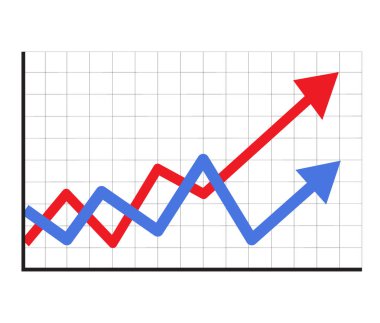beyaz arka plan üzerinde izole trendy grafik simgesi kadar eğilim. düz tarzı. hisse senedi işareti. web sitesi tasarımı, logosu, uygulaması, Ui için büyüme ilerleme kırmızı ok simgesi. çizgi grafik sembolü. başarı iş işareti.