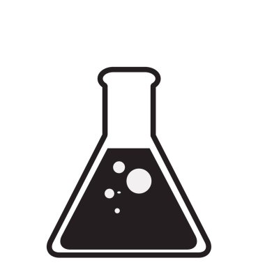 Beyaz arka planda, tüp simge siyah laboratuvar cam