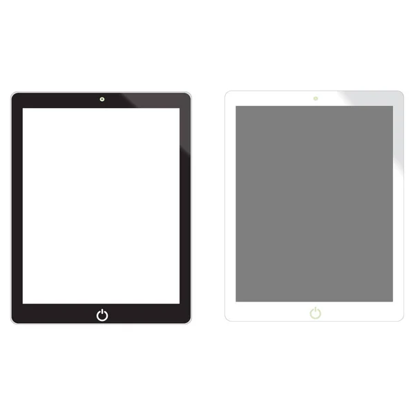 Tablette auf weißem Hintergrund. weiße und schwarze Tablet-Computer mit leerem Bildschirm. Tablet-PC-Zeichen. — Stockvektor