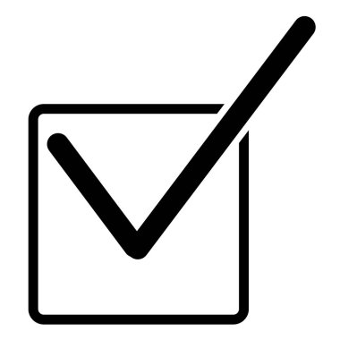 beyaz arka planda siyah onay işareti simgesi. Web sitesi tasarımınız, logonuz, uygulamanız, Ui'niz için işaret simgesini işaretleyin. düz stil.