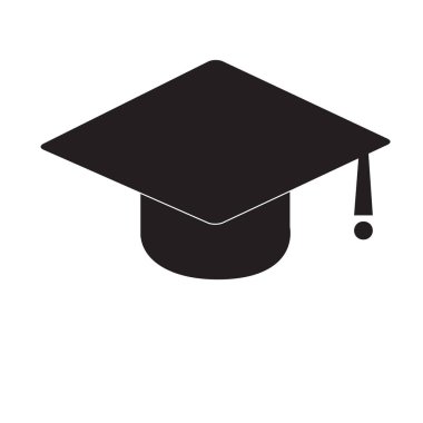 Beyaz arka planda mezuniyet kapağı simgesi. Web sitesi tasarımı, logo, uygulama, Ui için Mezuniyet şapka simgesi. düz stil. 