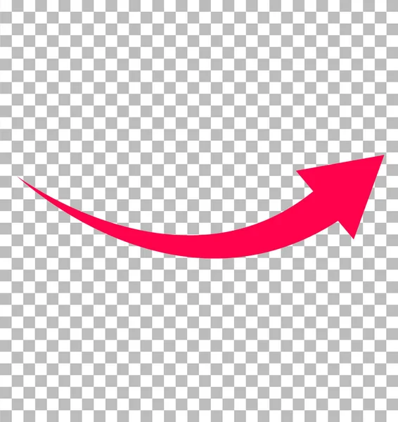 Red arrow icon on transparent background. flat style. arrow logo concept. arrow icon for your web site design, logo, app, UI. arrow indicated the direction symbol. curved arrow sign. — Stock Vector