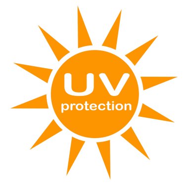UV koruma logosu ve simgesi beyaz arka planda. düz stil. Uv 