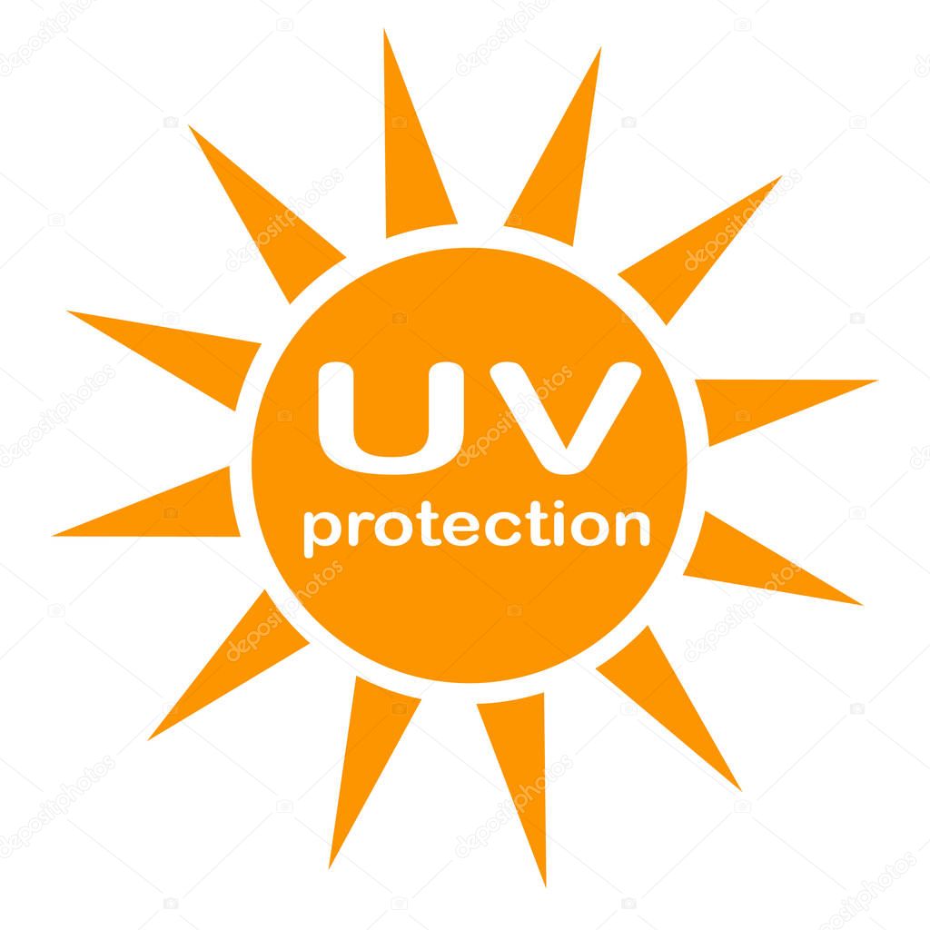 Uv protection logo and icon on white background. flat style. UV radiation icon for your web site design, logo, app, UI. ultraviolet symbol. sun protection sign.