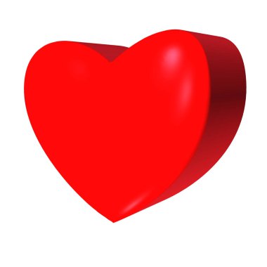 Kırmızı Kalp 3d beyaz arka plan üzerinde. Sevgililer Günü tabelası. Bir kalbin parlak 3d. Web sitesi tasarımı, logo, uygulama, Ui için 3d kırmızı kalp simgesi.