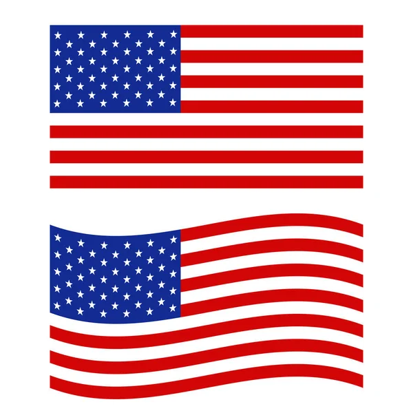 Ikona flagi Stanów Zjednoczonych na białym tle. w stylu płaskim. Flaga Stanów Zjednoczonych ikona dla projektu witryny sieci Web, logo, aplikacji, interfejsu użytkownika. Amerykańska flaga na dzień niepodległości. Symbol narodowy Stanów Zjednoczonych Ameryki. — Wektor stockowy