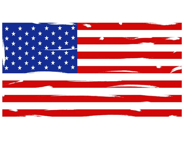 Amerikanische Flagge verstörte Textur. Grunge-amerikanische Flagge. Flagge der USA auf weißem Hintergrund. — Stockvektor