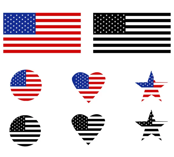 Az Egyesült Államok zászlója fehér alapon. lapos stílusban. Zászlaja az Egyesült Államok megjelölés a saját webhelyére tervezés, logo, app, UI. USA zászlaja fehér alapon — Stock Vector
