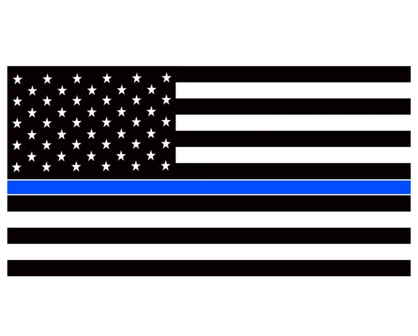 Amerykańska flaga policji. Cienka niebieska linia flaga policji amerykańskiej. — Wektor stockowy