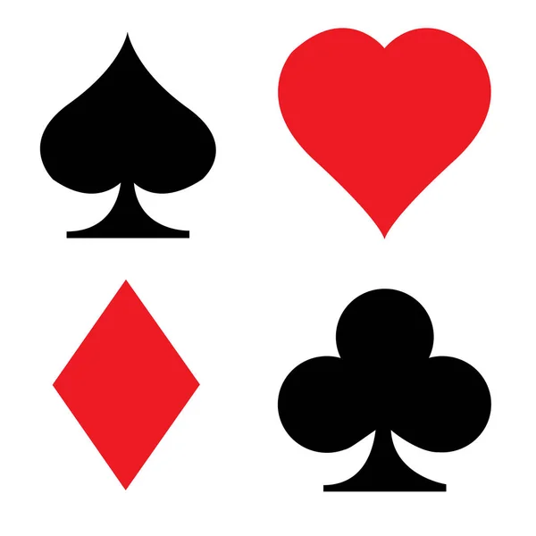 Set speelkaart pictogram op witte achtergrond. platte stijl. kaart pak pictogram voor uw website ontwerp, logo, app, UI. poker Card suits symbool. Set van speelkaart kostuums teken. — Stockvector