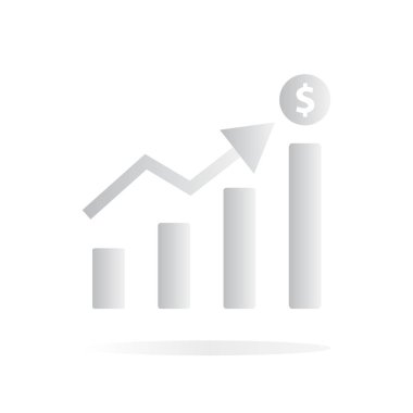 grafik beyaz arka planda çubuk simge büyüyen. düz stil. Grafik Web sitesi tasarım, logo, uygulama, UI için çubuk simge büyüyen. çubuk grafik sembolü. gri iş grafik işareti