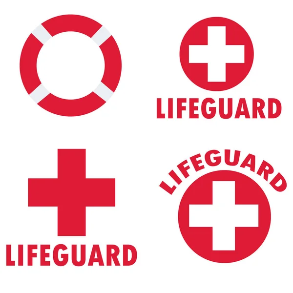 Set of lifeguard icons on white background. flat style. set of beach labels and badges icon for your web site design, logo, app, UI. lifeguard symbol. lifeguard logo sign. — Stock Vector