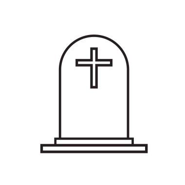 beyaz arka plan üzerinde çapraz simge ile mezar taşı. düz tarzı. web sitesi tasarımı, logo, uygulama, Ui için mezar simgesi. mezar taşı sembolü. cenaze işareti.