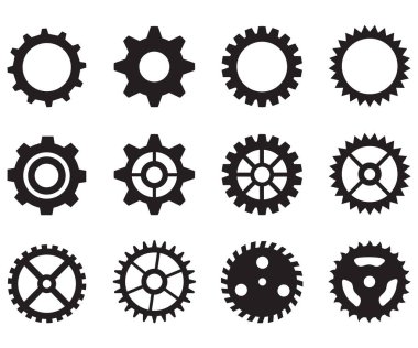 beyaz arka plan üzerinde dişli tekerlekler simgesi. düz tarzı. web sitesi tasarımı, logo, uygulama, Ui için dişli simgesi. simge cogwheel sembolü. dişli simgeleri seti. 