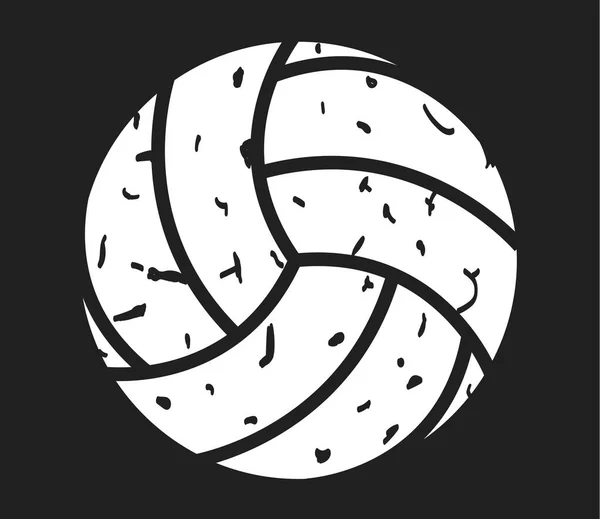 Bedrängte Ikone auf schwarzem Hintergrund. flachen Stil. Volleyball-Zeichen für Ihre Website-Design, Logo, App, ui. Grunge-Sport-Symbol. — Stockvektor