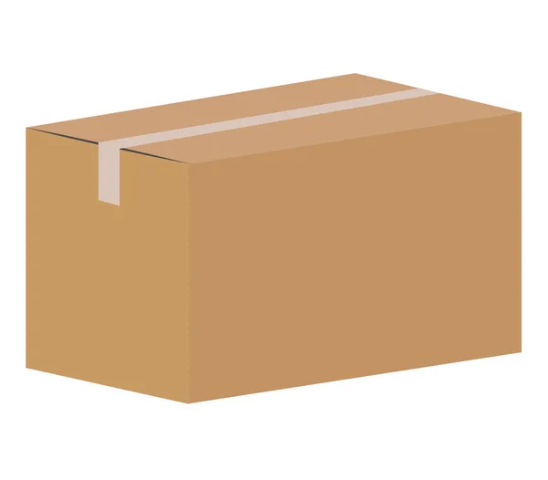 Closed cardboard box taped up on white background. Brown paper box. corrugated cardboard box. — Stock Vector