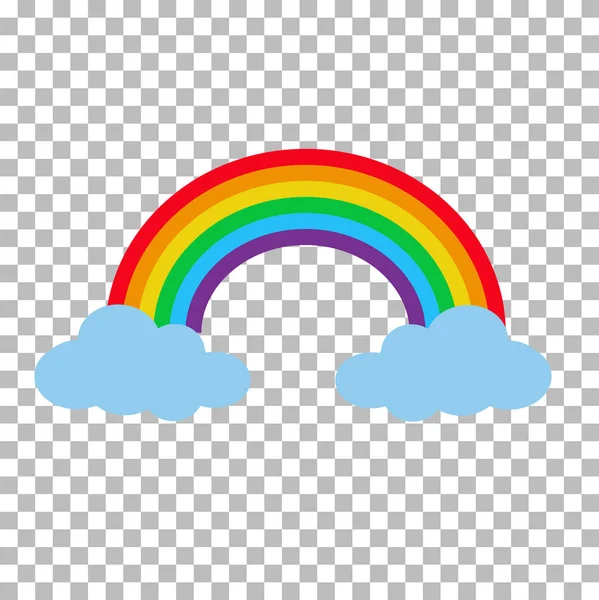 Tęcza z chmurami odizolowanymi na przezroczystym tle. kreskówek tęczy między chmurami. zestaw Rainbow z symbolem chmury. znak tęczy. — Wektor stockowy