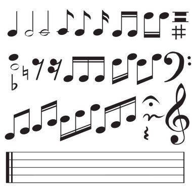 beyaz arka plan üzerinde müzik notaları simgesi. düz tarzı. web sitesi tasarımı, logo, uygulama, Ui için müzik notları simgesi. müzik notaseti. 