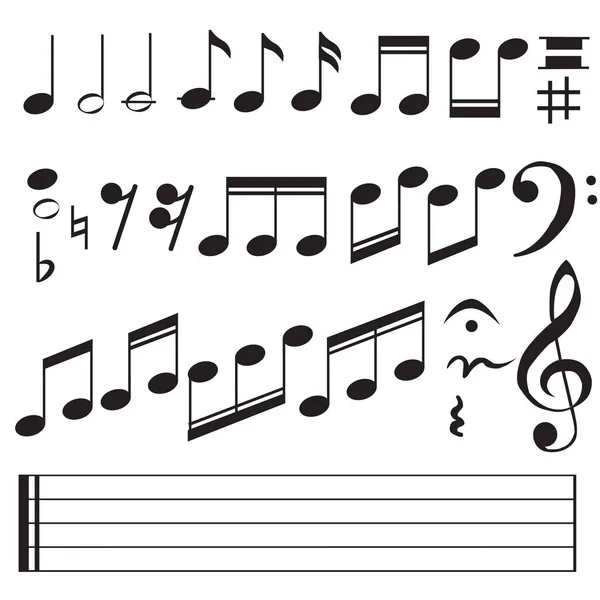 A zenei jegyzetek ikonját fehér alapon. lapos stílusban. zenei jegyzetek ikont a weboldal tervezés, logo, app, UI. a zenei jegyzet halmaza. — Stock Vector