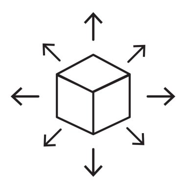 beyaz arka plan üzerinde dağıtım simgesi. düz tarzı. web sitesi tasarımı, logo, uygulama, Ui için dağıtım kutusu simgesi. içerik dağıtım kavramı sembolü. siyah dağılım işareti. 