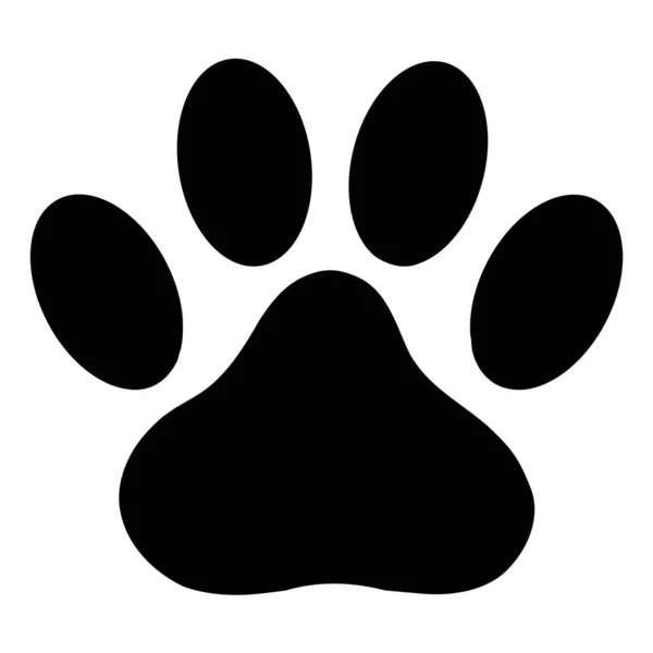 Schwarzes Pfotenabdruck-Symbol auf weißem Hintergrund. flachen Stil. Hund oder Katze Pfote Print-Symbol für Ihre Website-Design, Logo, App, ui. Tierspursymbol. Fuß und Pfote Tierzeichen. — Stockvektor