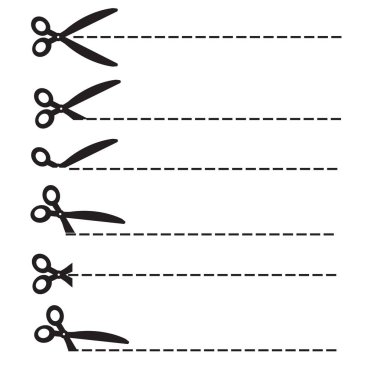 beyaz arka plan üzerinde makas simgesi. düz tarzı. makas web sitesi tasarımı, logo, uygulama, Ui için simge kesti. Farklı makas kesme sembolü. makas kesme çizgi işareti. 