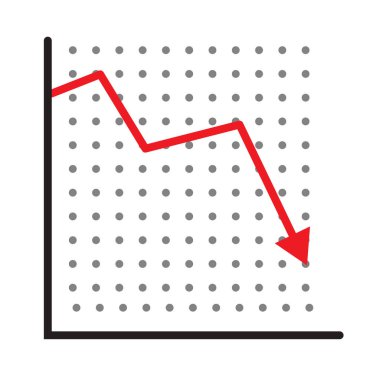 grafik simgesini aşağı eğilim. beyaz arka plan üzerinde stok simgesi. düz tarzı. web sitesi tasarımı, logo, uygulama, Ui için finansal piyasa çökme simgesi. grafik grafiği düşüş trendi sembolü. grafik aşağı işareti gidiyor. 