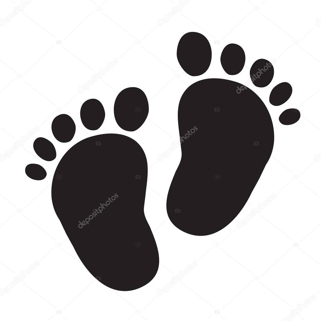 child pair of footprint icon on white background. flat style. child footprint icon for your web site design, logo, app, UI. baby's first steps symbol. toddler barefoot sign. 
